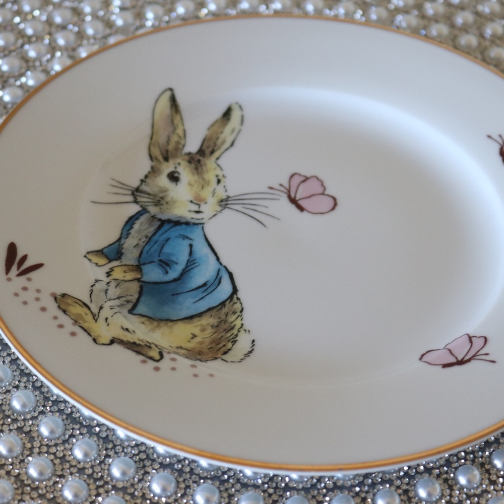 BEATRIX POTTER PETER BUNNY RABBIT EASTER SALAD DESSERT PLATES - S/4 - NEW
